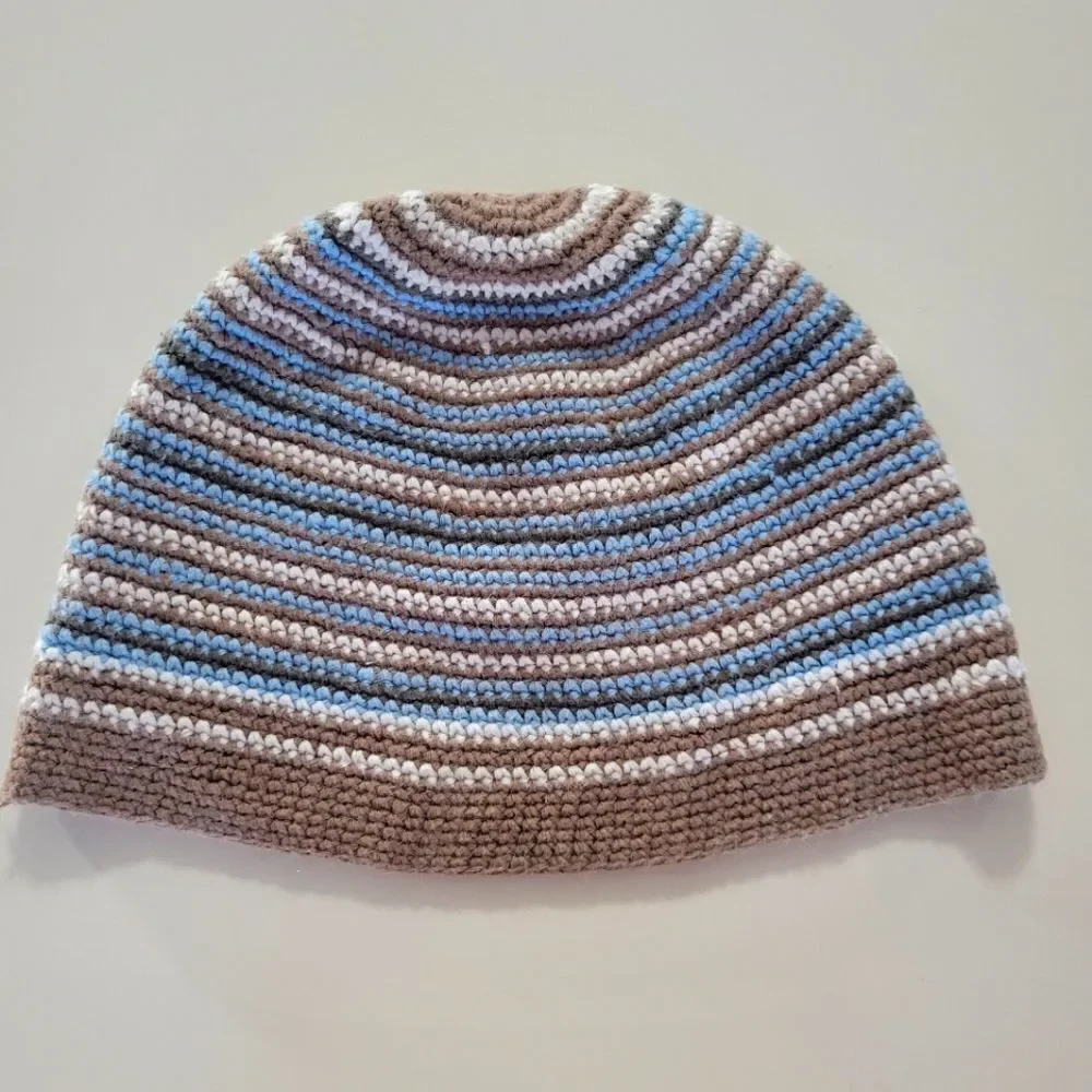 Old Navy Blue Brown Stripe Knit Beanie
